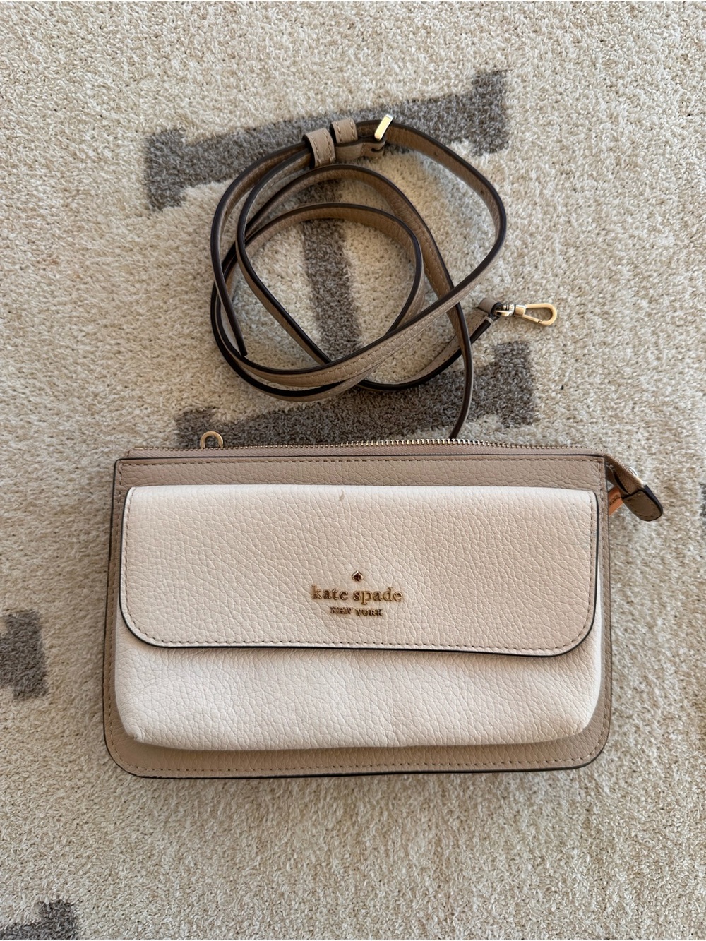 kate spade Beige, Cream Leila small flap crossbody bag